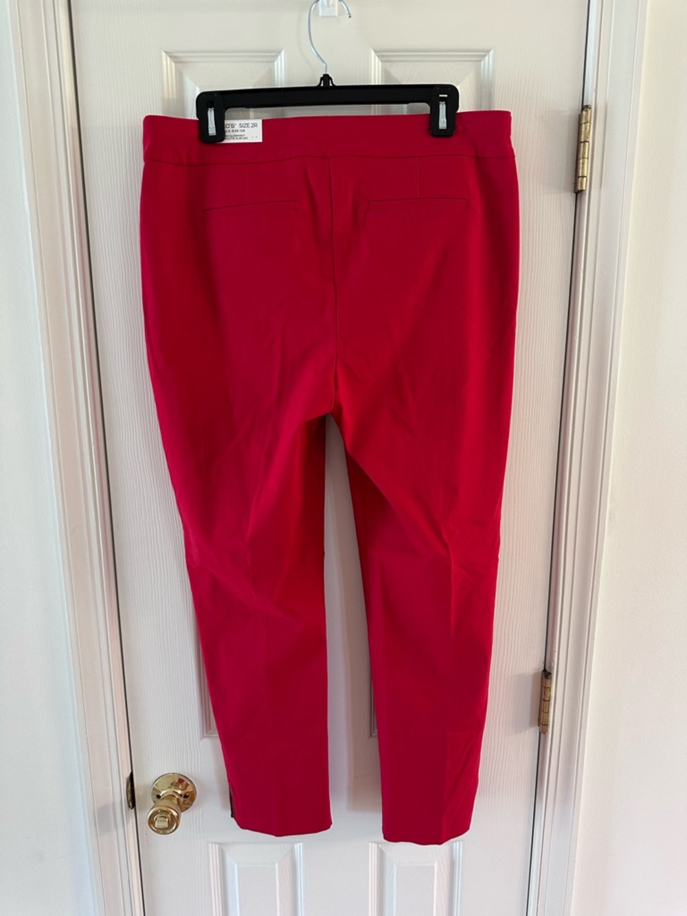 Chico’s So Slimming Brigitte Slim Leg Pants Red Ankle Beaded Hem Size 2R (12) - Picture 2 of 16